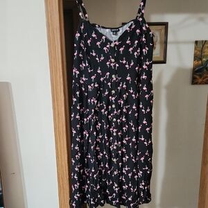 Torrid Black and Pink Flamingo Midi Dress
